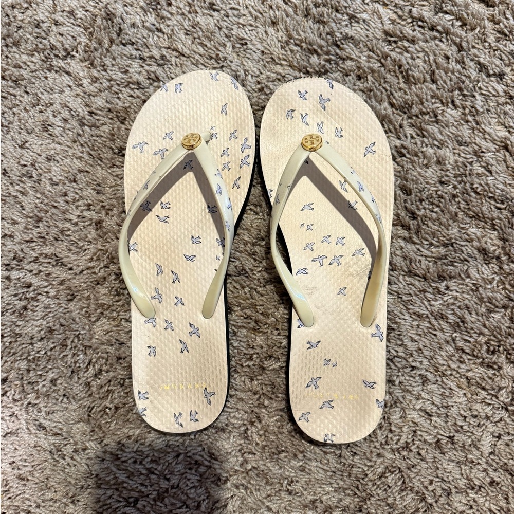 Tory Burch Cream Flip Flops